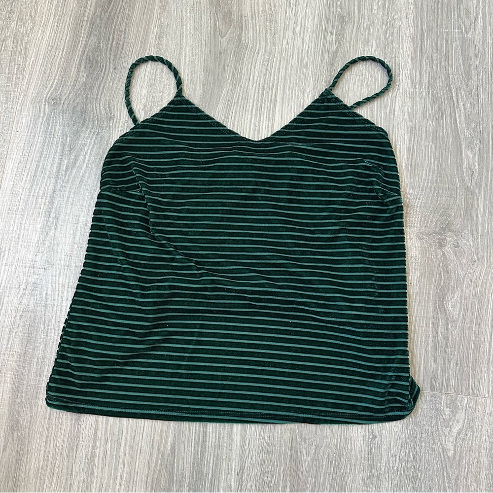 L - Lavender Field - Green Velvet & Sheer Tank‎